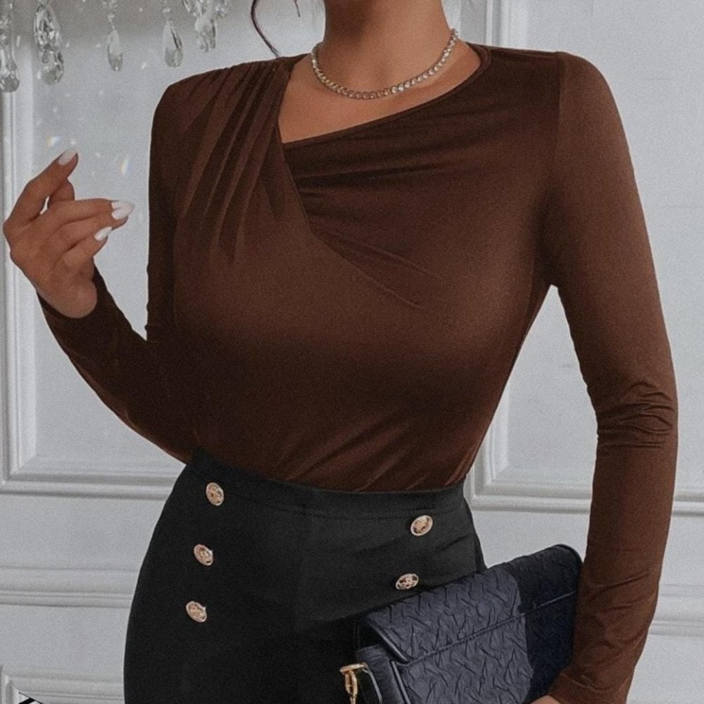 Shein brown long sleeved top.